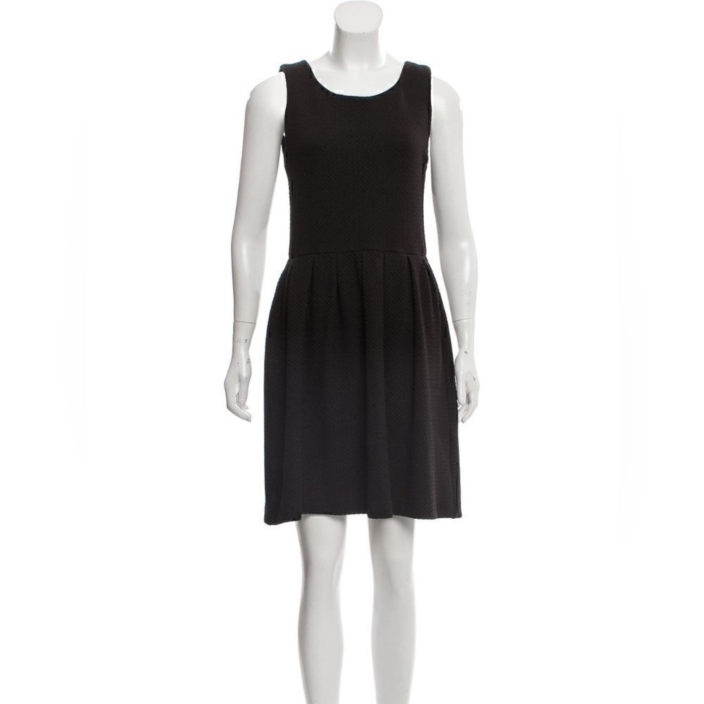 Ganni Black Fit and Flare Scoop Neck Cotton Dress Medium